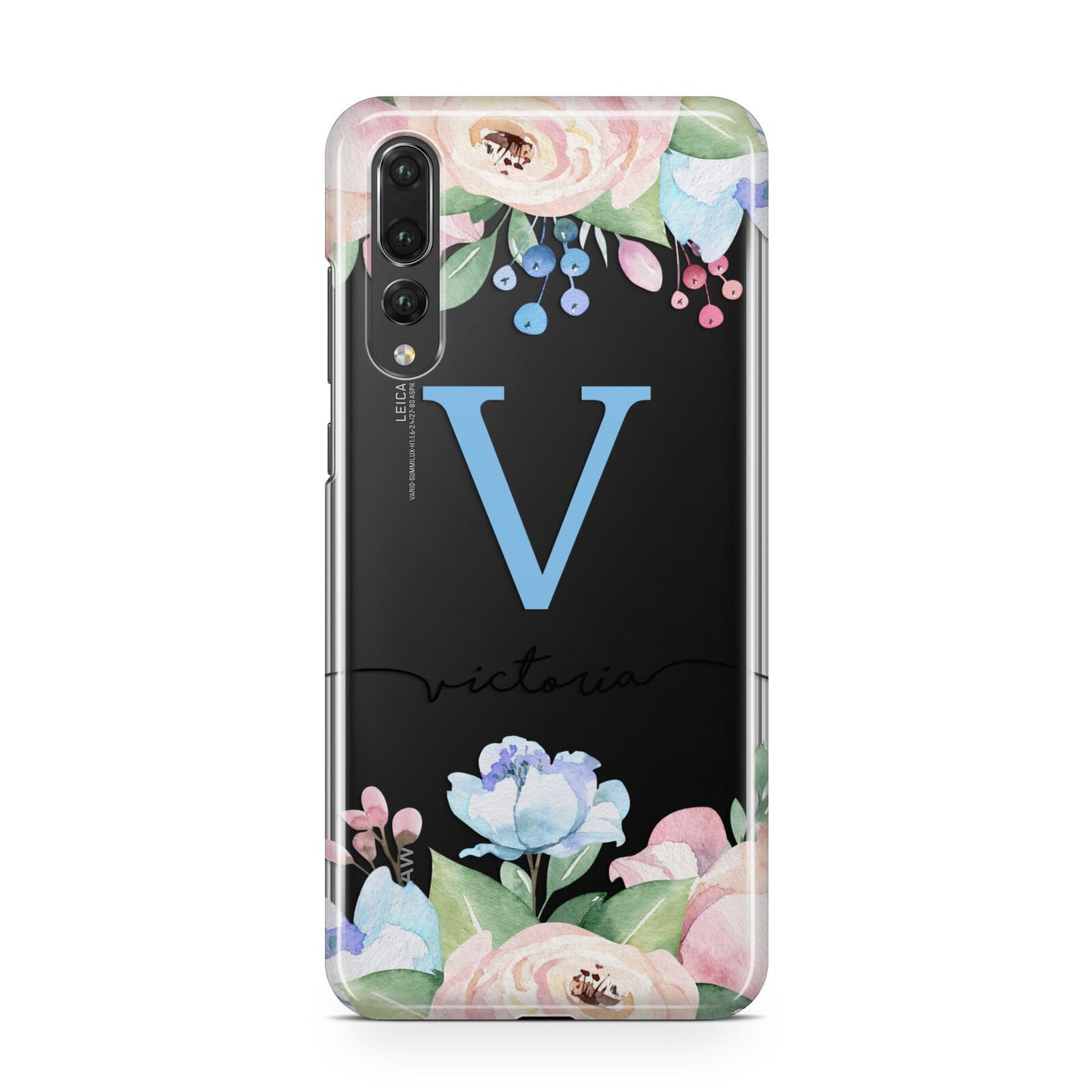 Personalised Pink Blue Flowers Huawei P20 Pro Phone Case