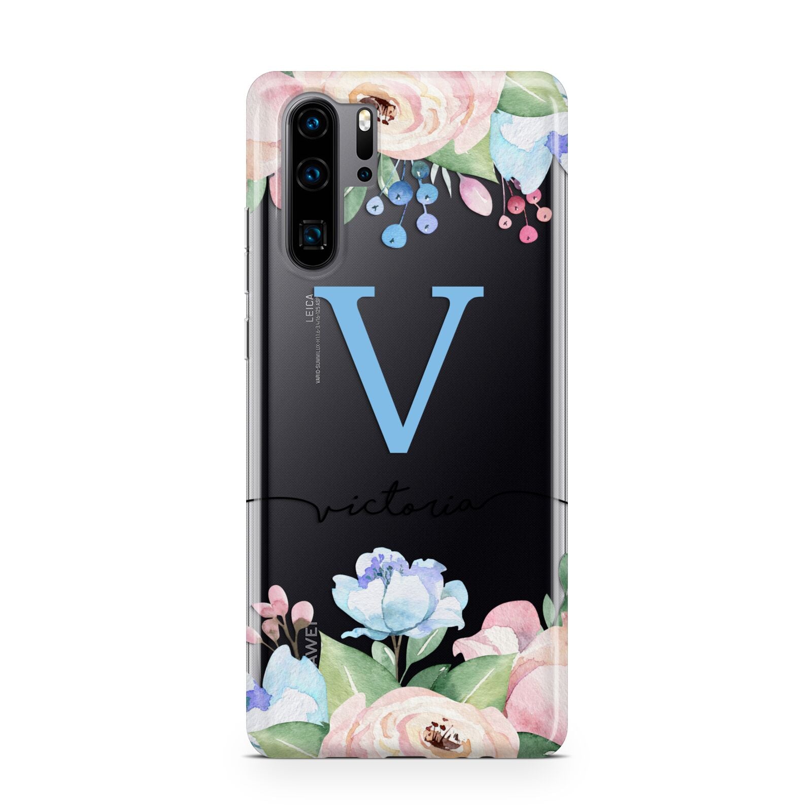 Personalised Pink Blue Flowers Huawei P30 Pro Phone Case