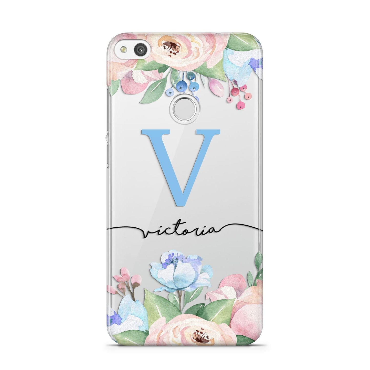 Personalised Pink Blue Flowers Huawei P8 Lite Case