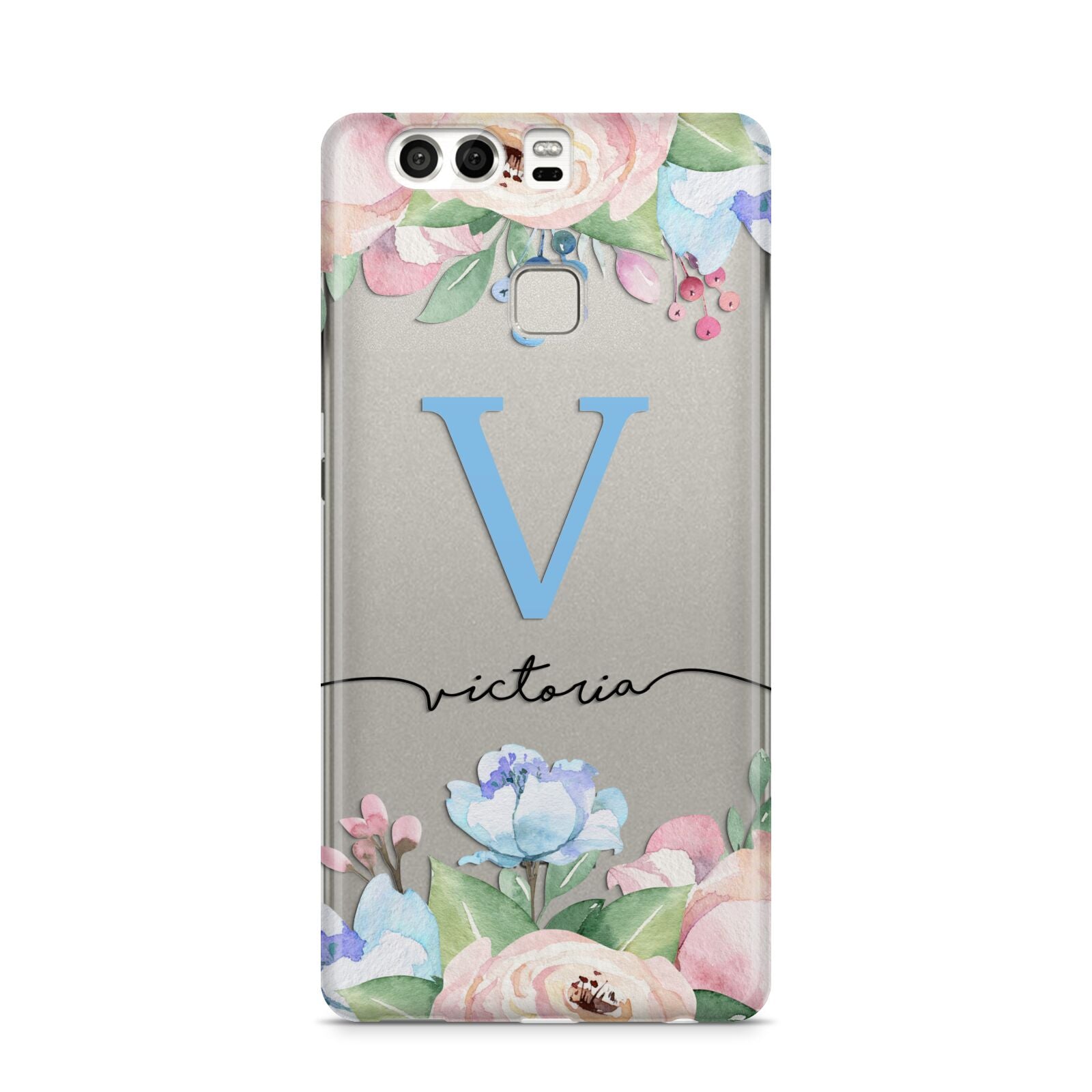 Personalised Pink Blue Flowers Huawei P9 Case