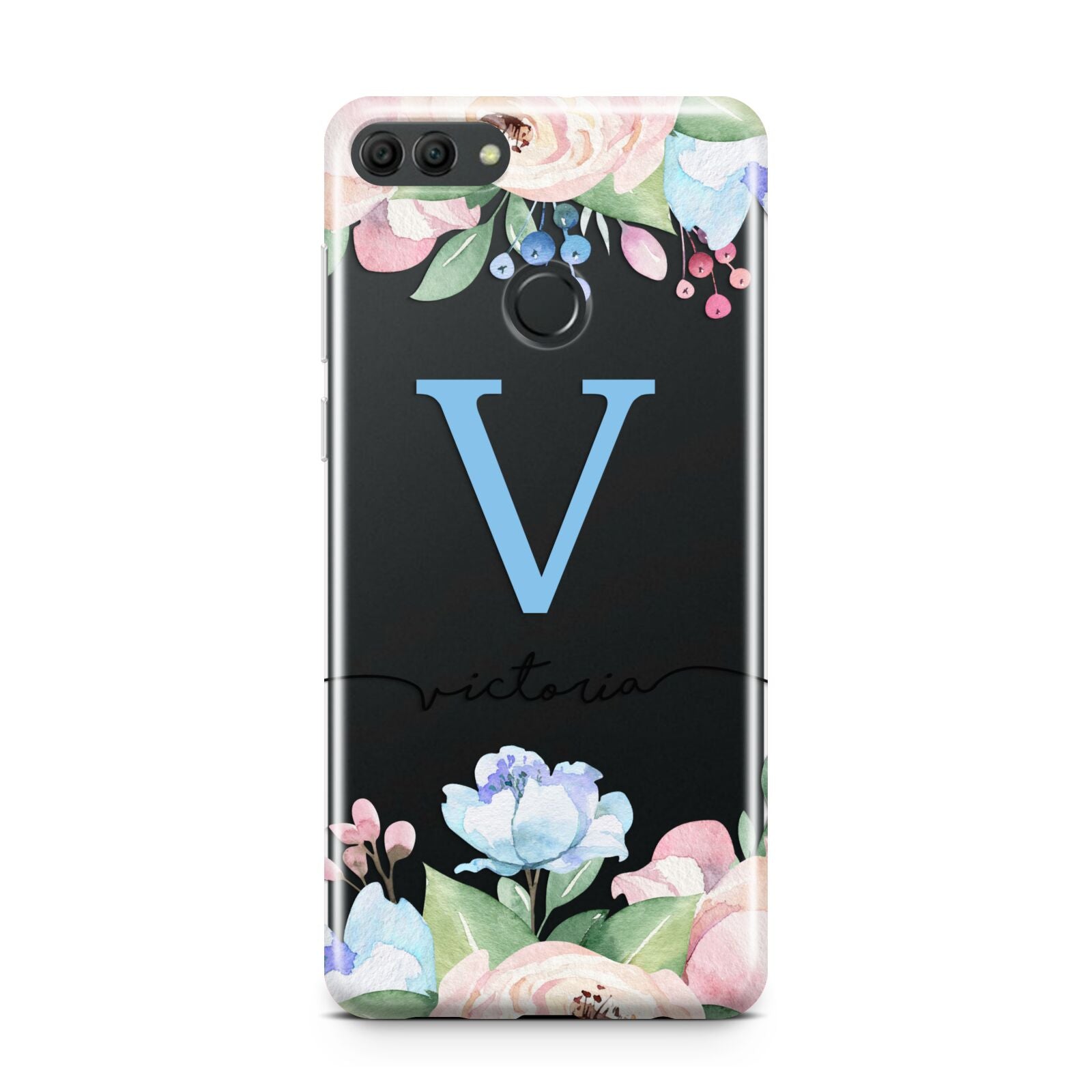 Personalised Pink Blue Flowers Huawei Y9 2018