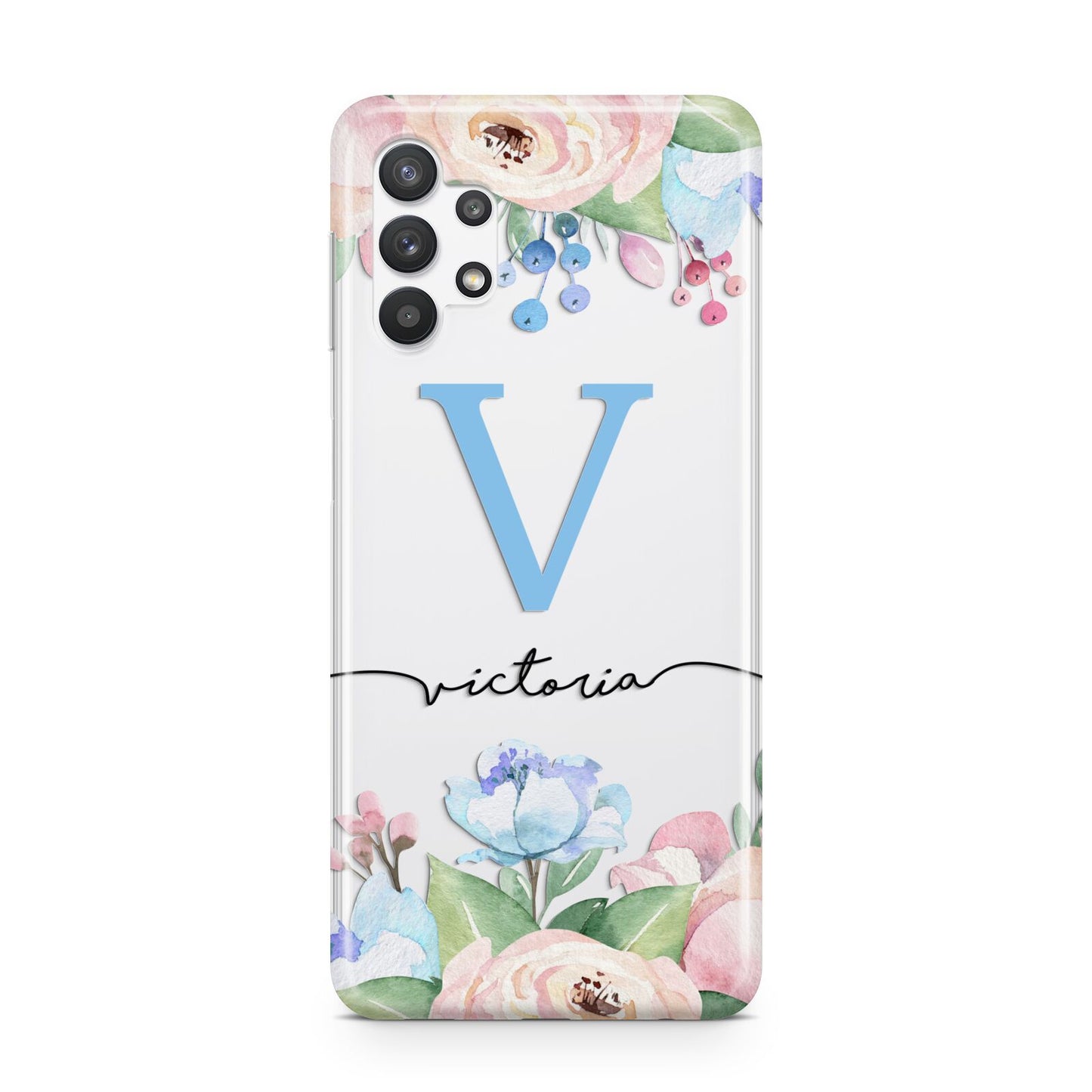 Personalised Pink Blue Flowers Samsung A32 5G Case