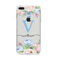 Personalised Pink Blue Flowers iPhone 8 Plus Bumper Case on Silver iPhone