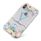 Personalised Pink Blue Flowers iPhone X Bumper Case on Silver iPhone