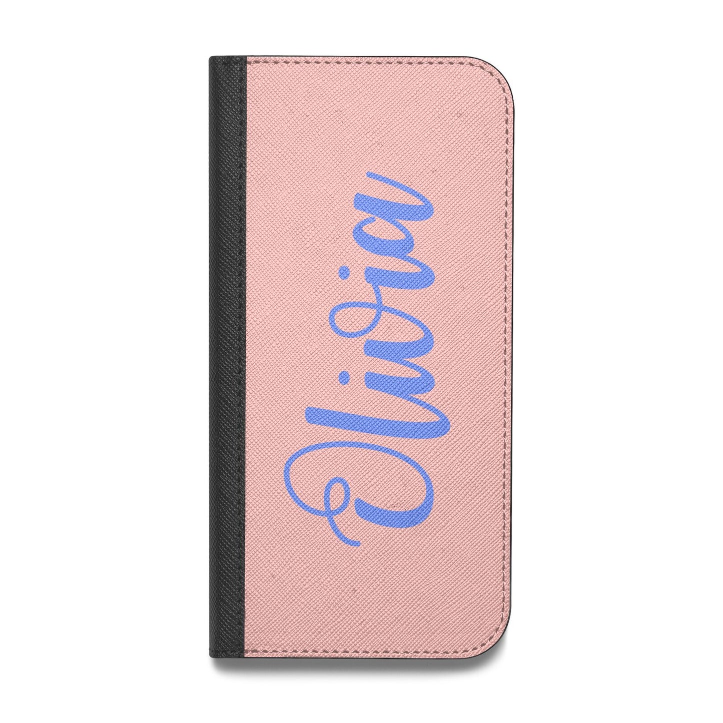 Personalised Pink Blue Name Vegan Leather Flip iPhone Case