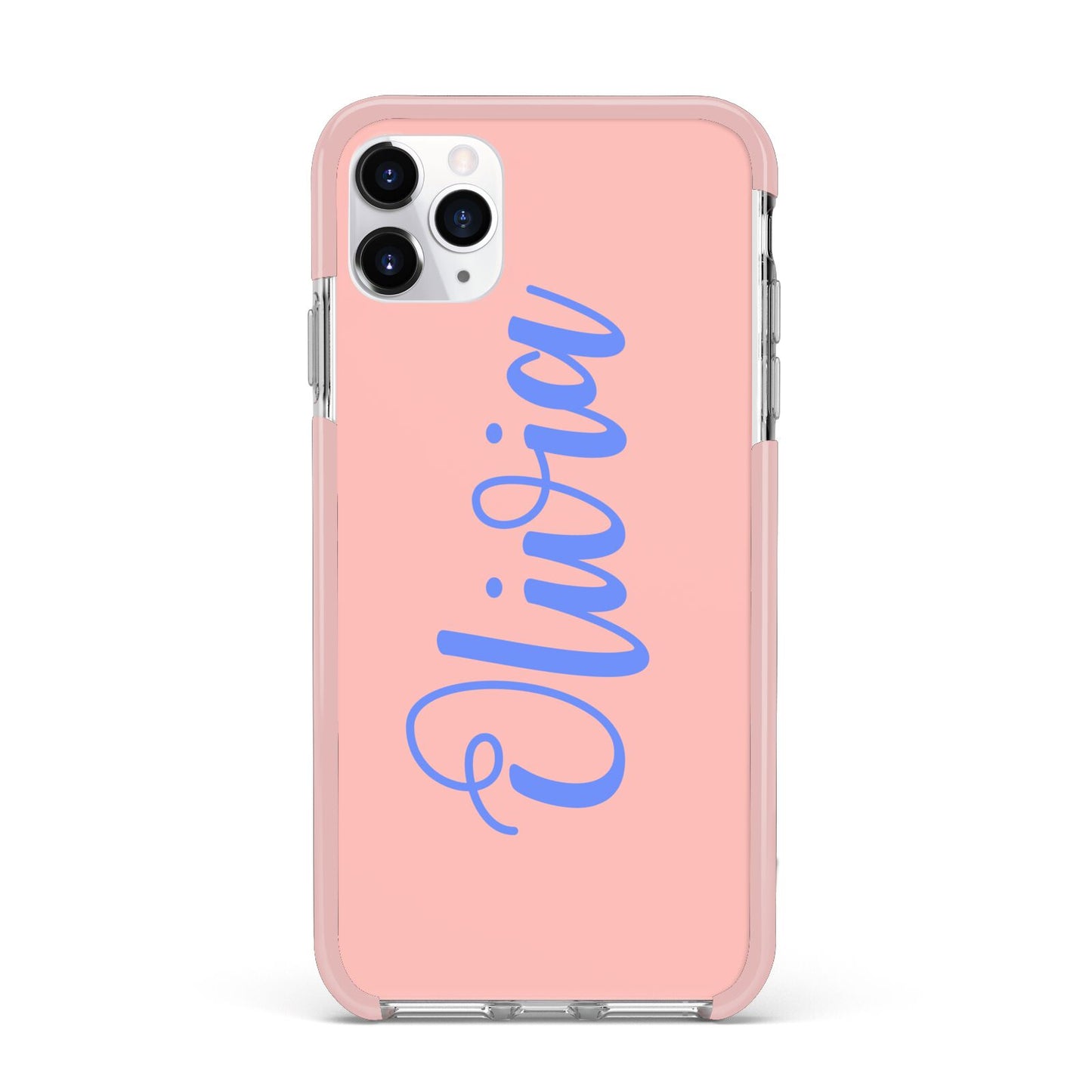 Personalised Pink Blue Name iPhone 11 Pro Max Impact Pink Edge Case