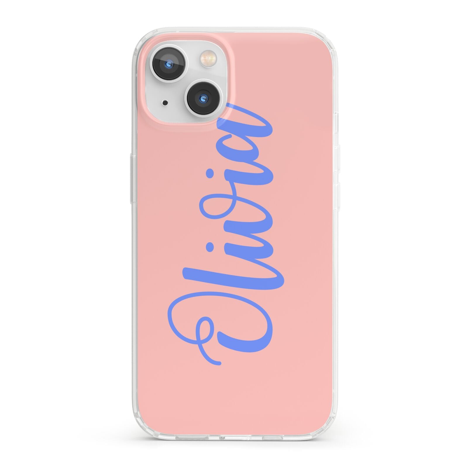 Personalised Pink Blue Name iPhone 13 Clear Bumper Case