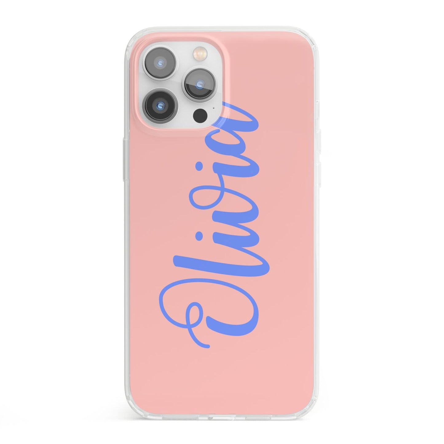 Personalised Pink Blue Name iPhone 13 Pro Max Clear Bumper Case