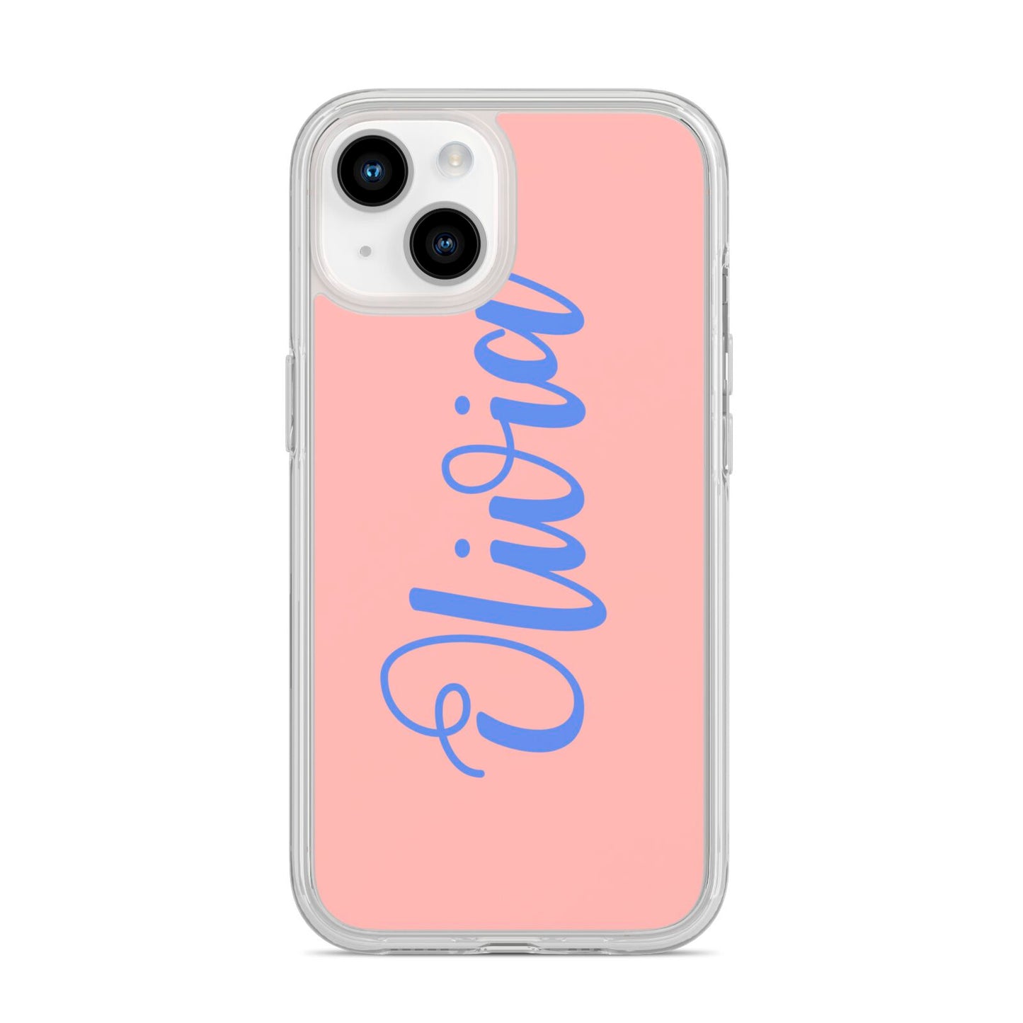 Personalised Pink Blue Name iPhone 14 Clear Tough Case Starlight