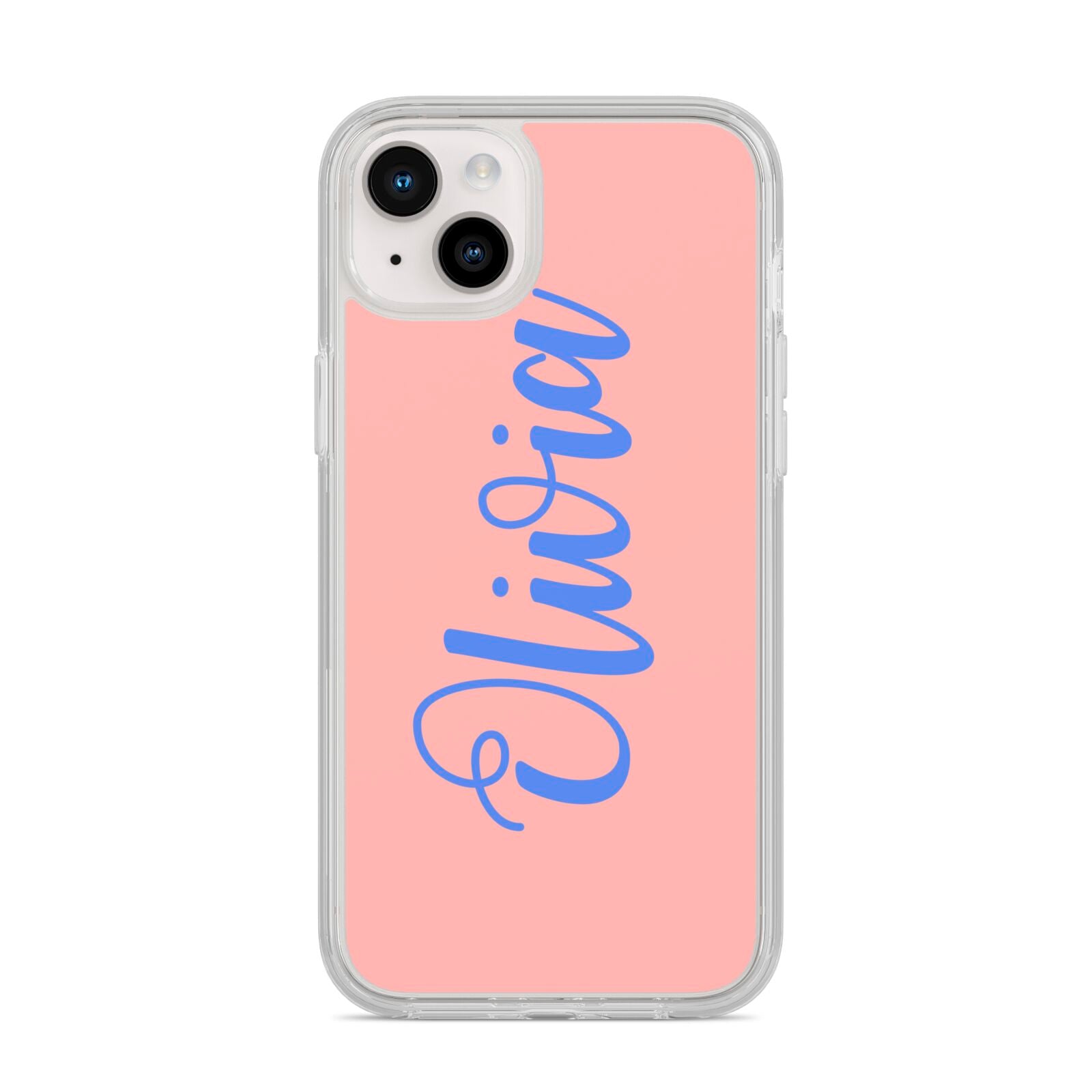 Personalised Pink Blue Name iPhone 14 Plus Clear Tough Case Starlight