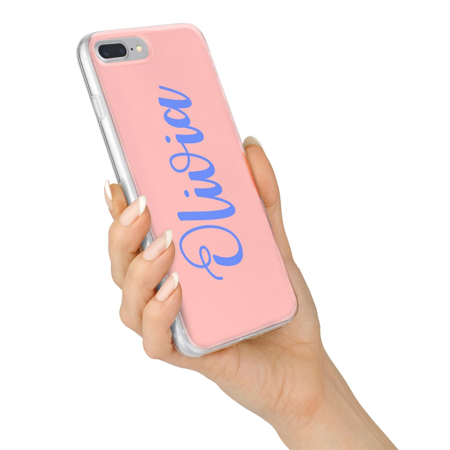 Personalised Pink Blue Name iPhone 7 Plus Bumper Case on Silver iPhone Alternative Image