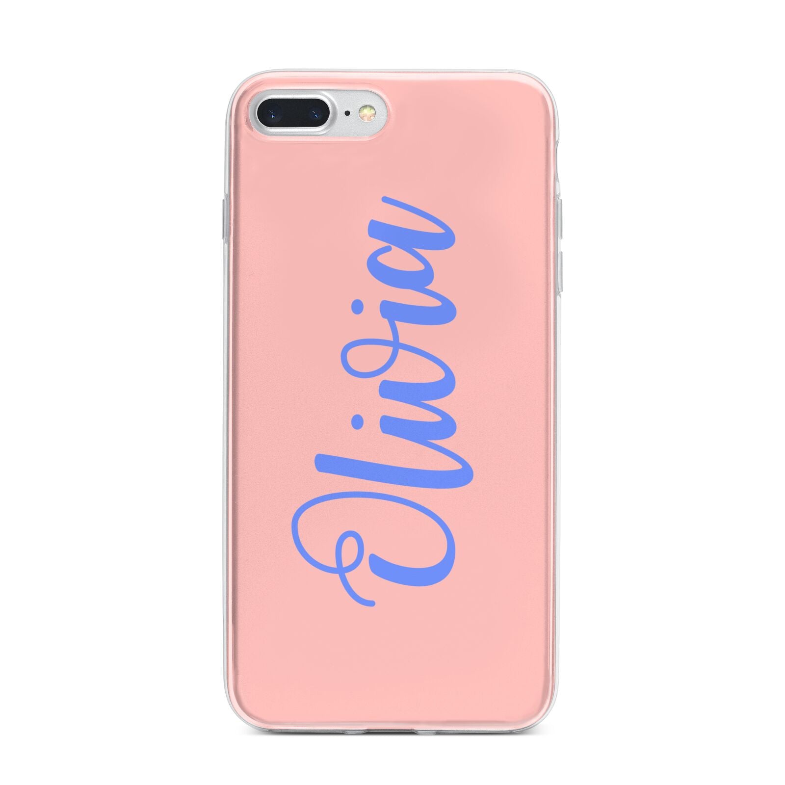 Personalised Pink Blue Name iPhone 7 Plus Bumper Case on Silver iPhone