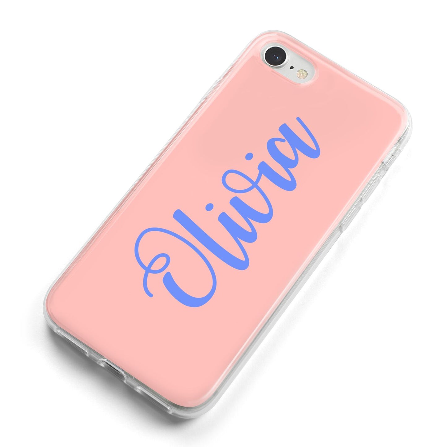 Personalised Pink Blue Name iPhone 8 Bumper Case on Silver iPhone Alternative Image