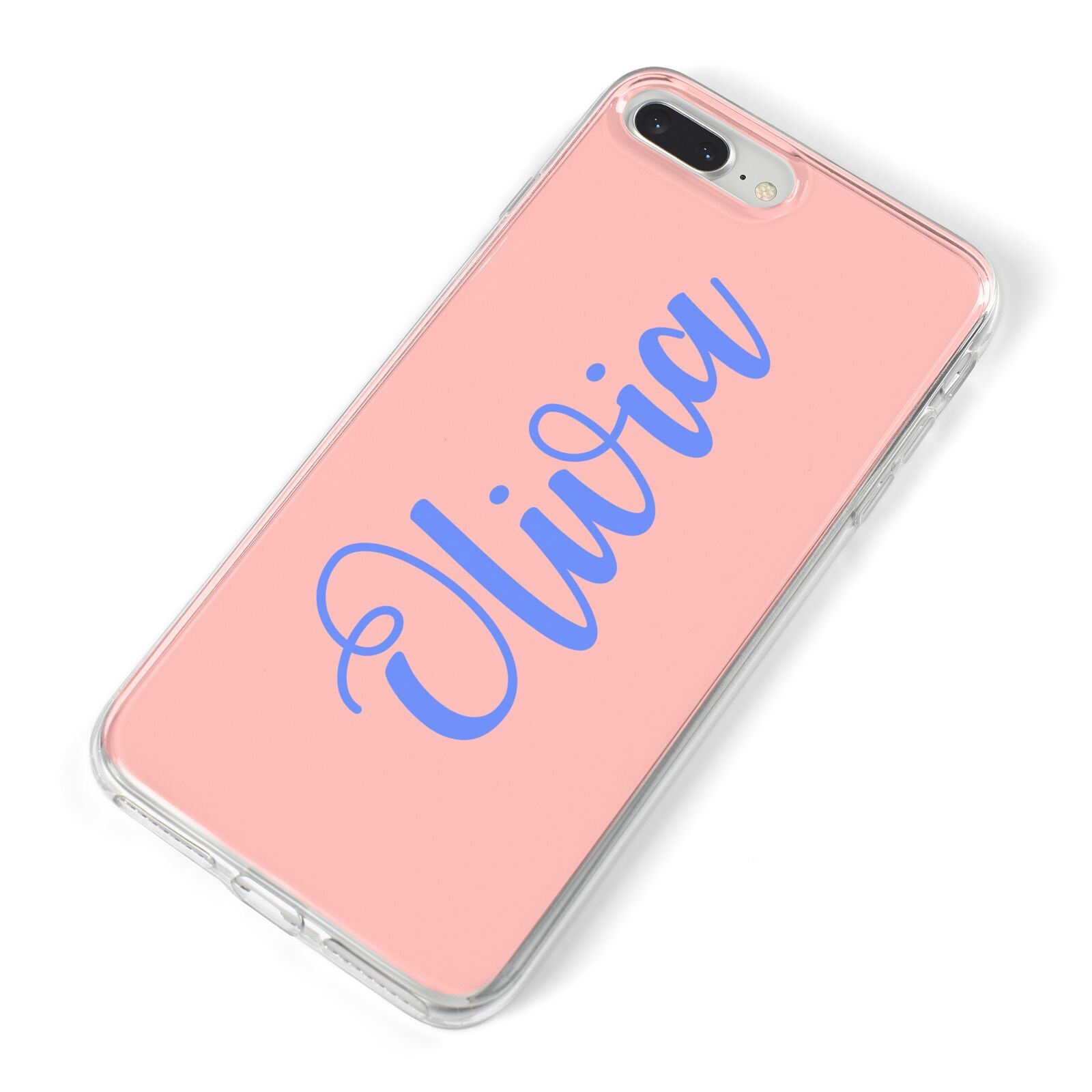 Personalised Pink Blue Name iPhone 8 Plus Bumper Case on Silver iPhone Alternative Image