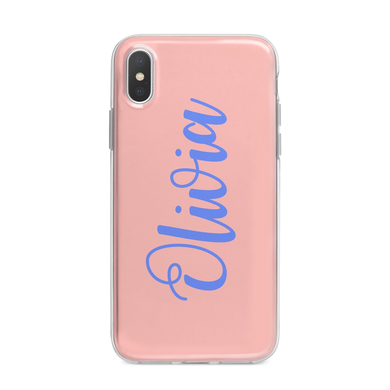 Personalised Pink Blue Name iPhone X Bumper Case on Silver iPhone Alternative Image 1