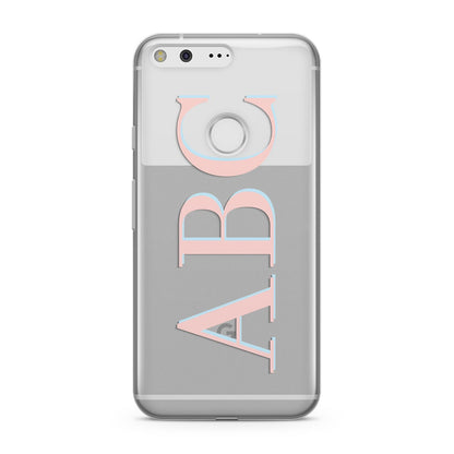 Personalised Pink Blue Side Initials Clear Google Pixel Case