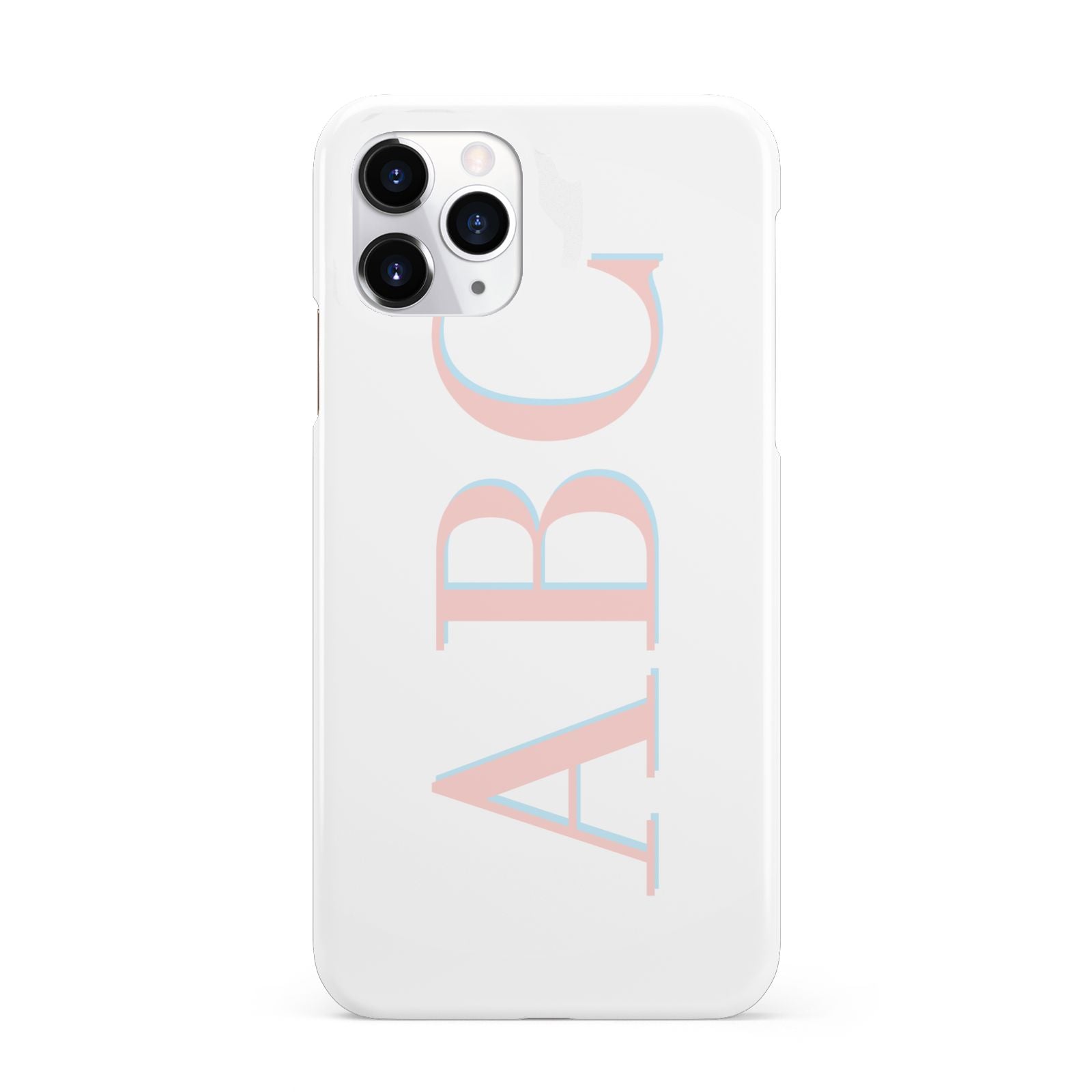 Personalised Pink Blue Side Initials Clear iPhone 11 Pro 3D Snap Case