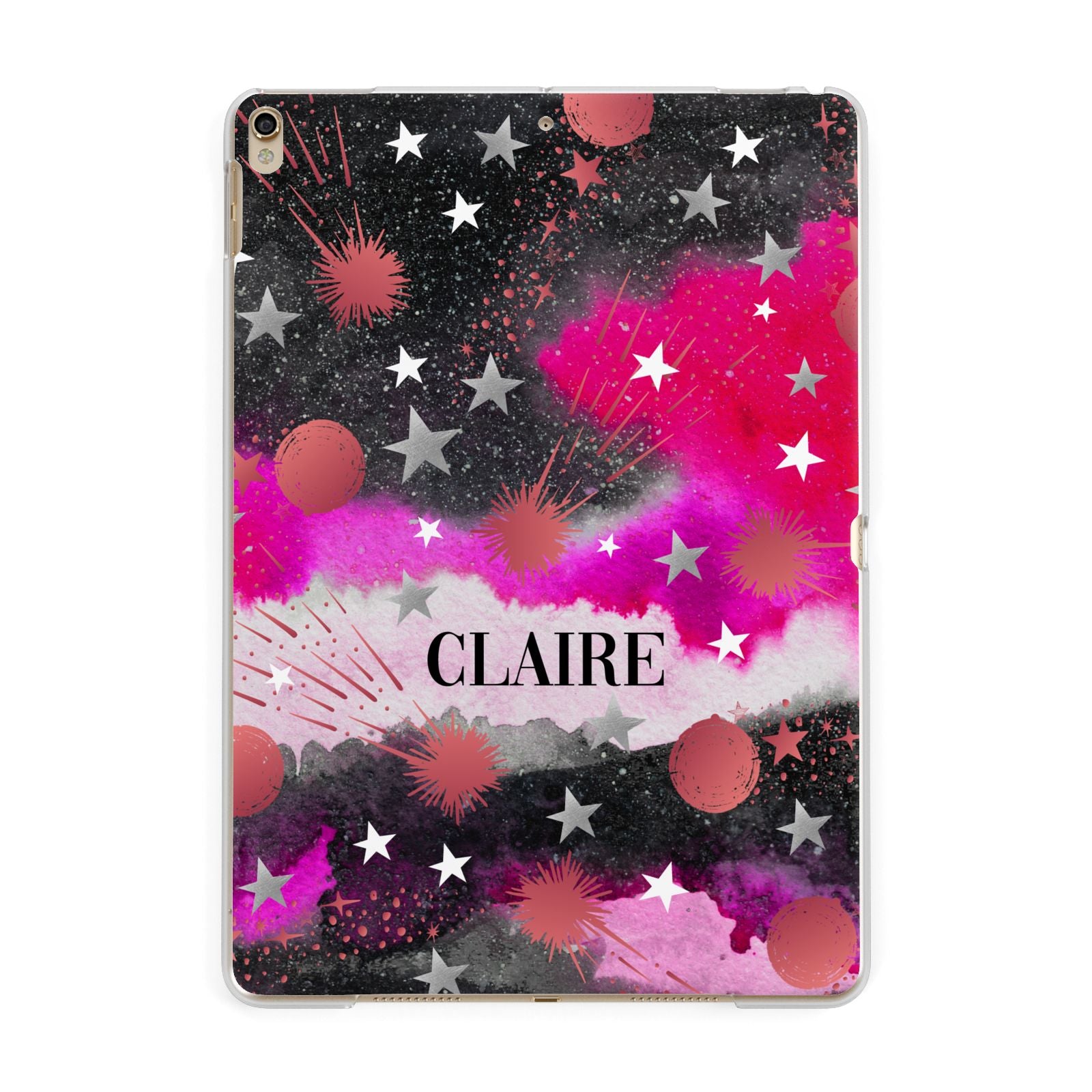 Personalised Pink Celestial Apple iPad Gold Case