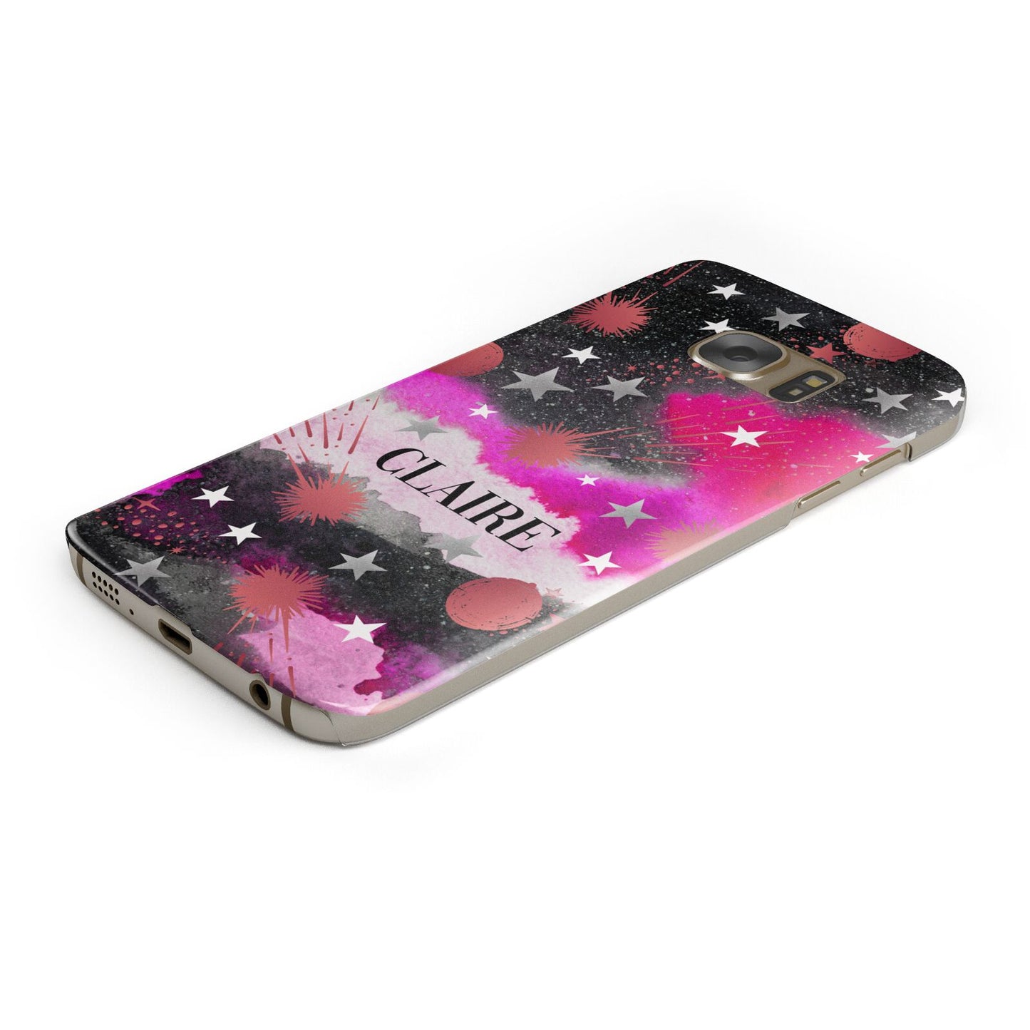 Personalised Pink Celestial Protective Samsung Galaxy Case Angled Image