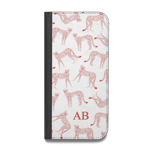 Personalised Pink Cheetah Vegan Leather Flip iPhone Case