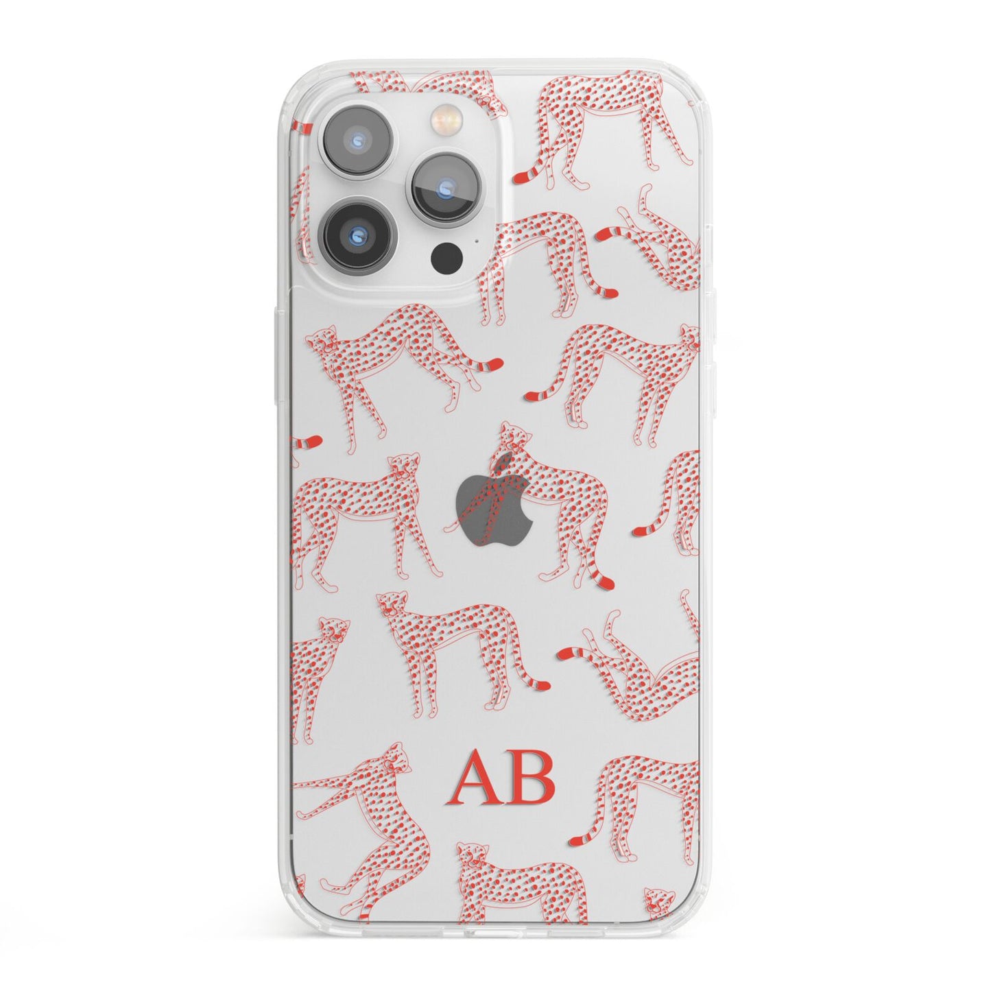 Personalised Pink Cheetah iPhone 13 Pro Max Clear Bumper Case