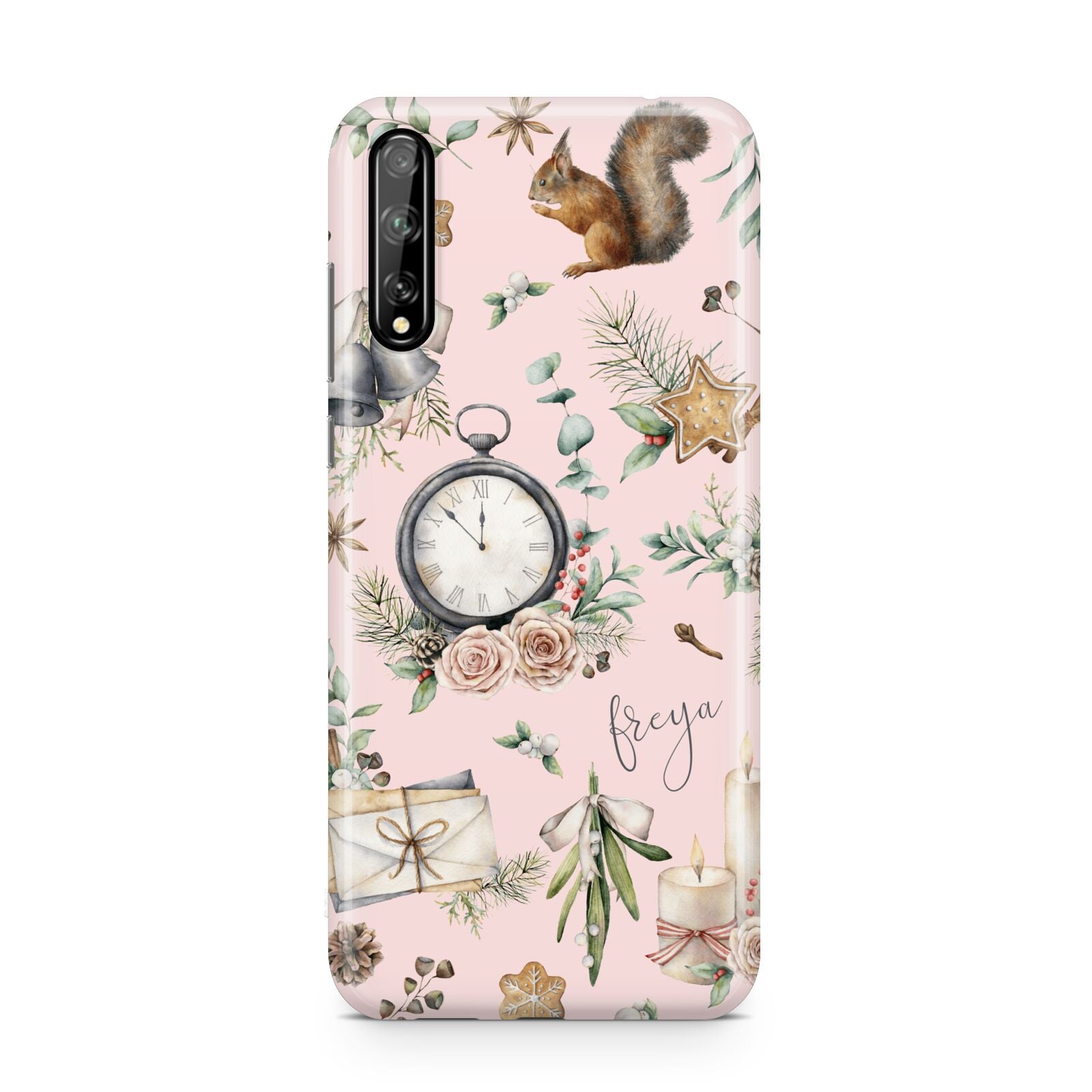 Personalised Pink Christmas Theme Huawei Enjoy 10s Phone Case