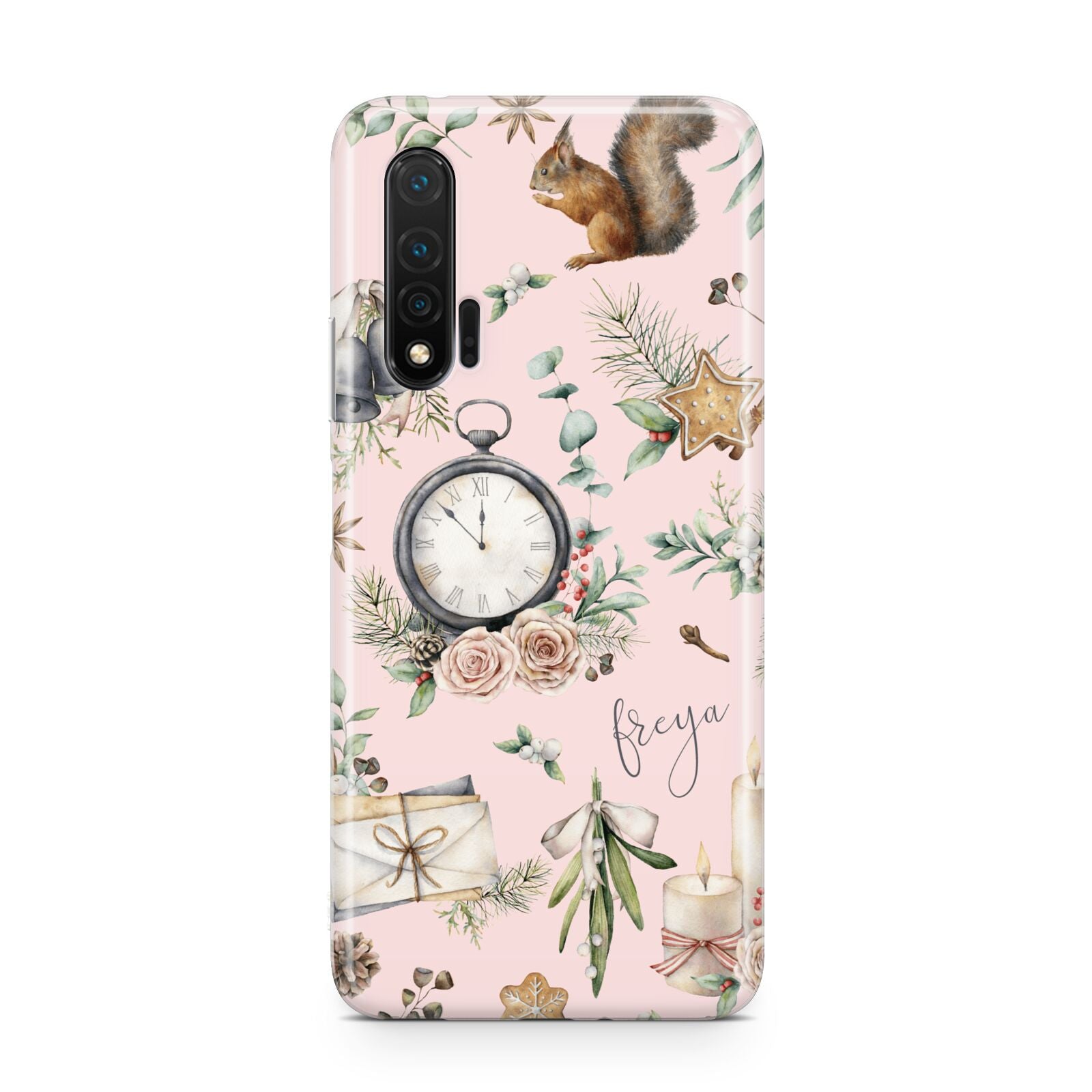 Personalised Pink Christmas Theme Huawei Nova 6 Phone Case