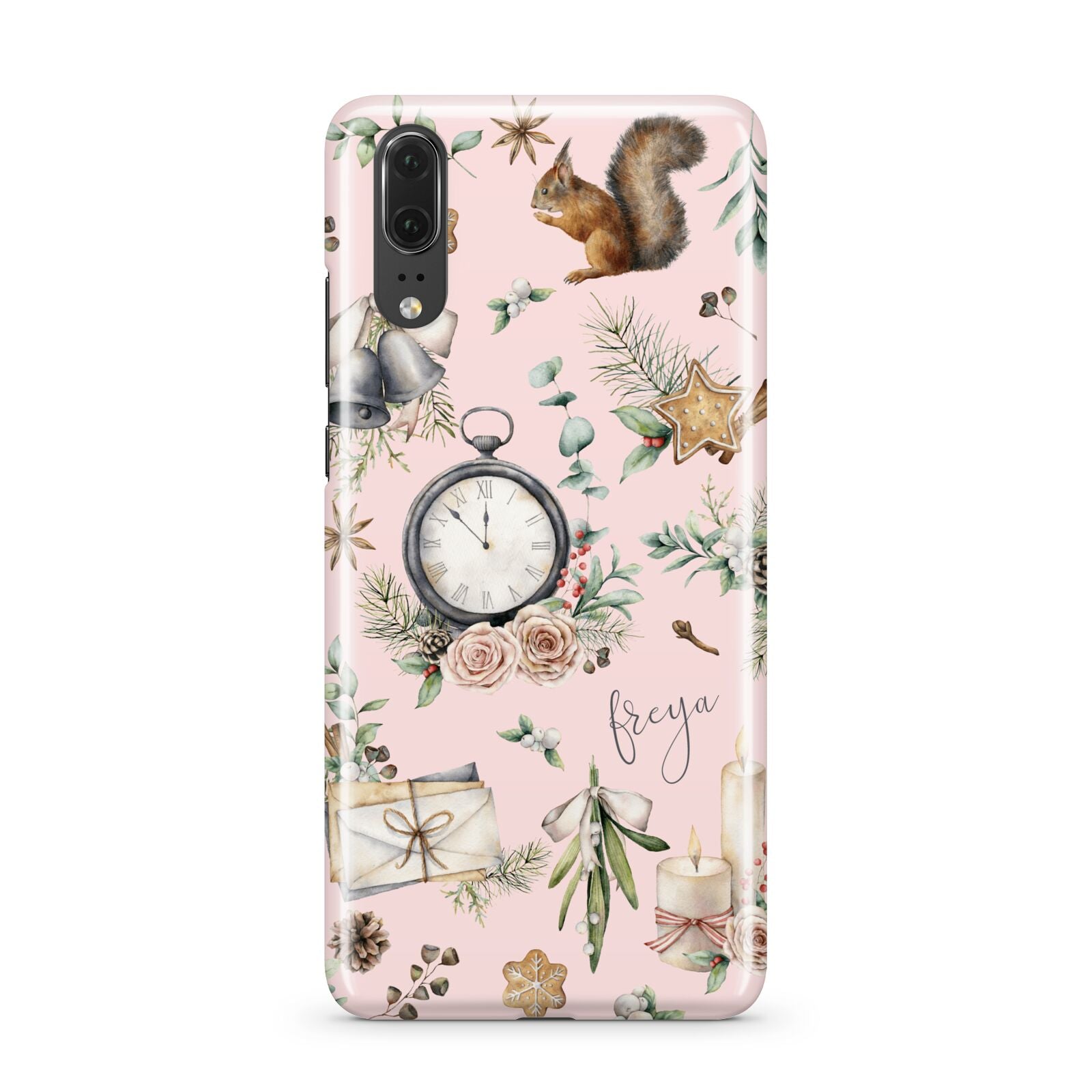 Personalised Pink Christmas Theme Huawei P20 Phone Case