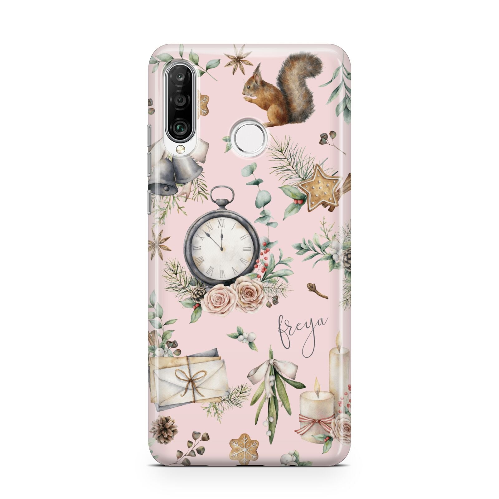 Personalised Pink Christmas Theme Huawei P30 Lite Phone Case