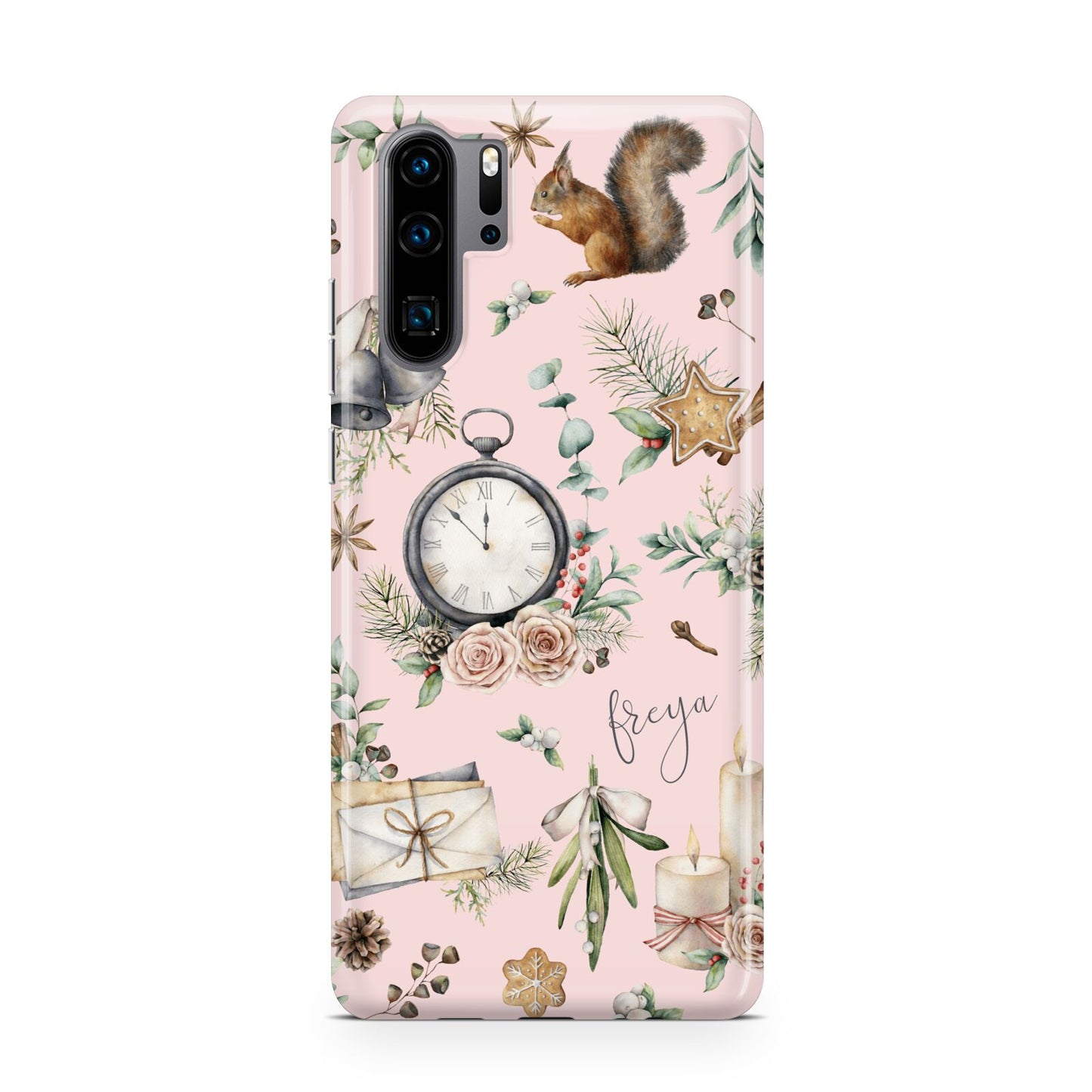 Personalised Pink Christmas Theme Huawei P30 Pro Phone Case