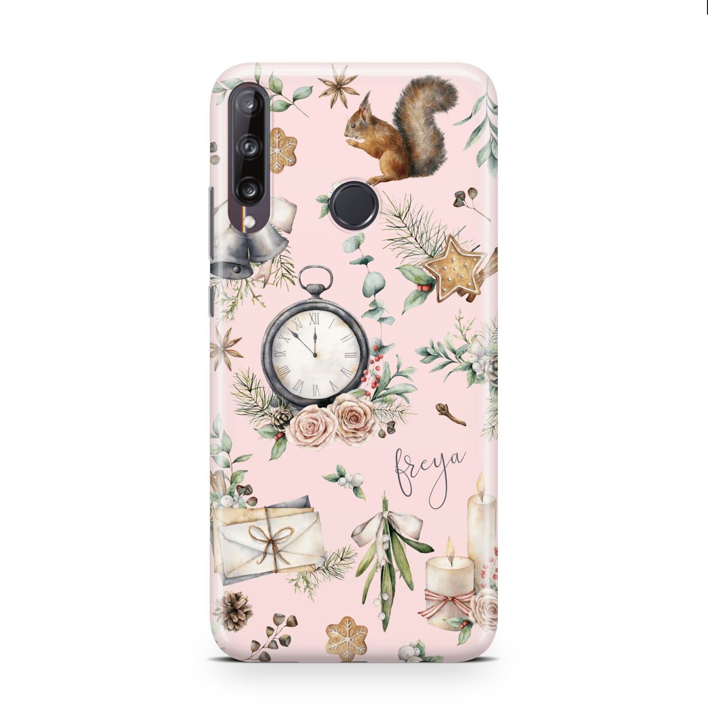 Personalised Pink Christmas Theme Huawei P40 Lite E Phone Case