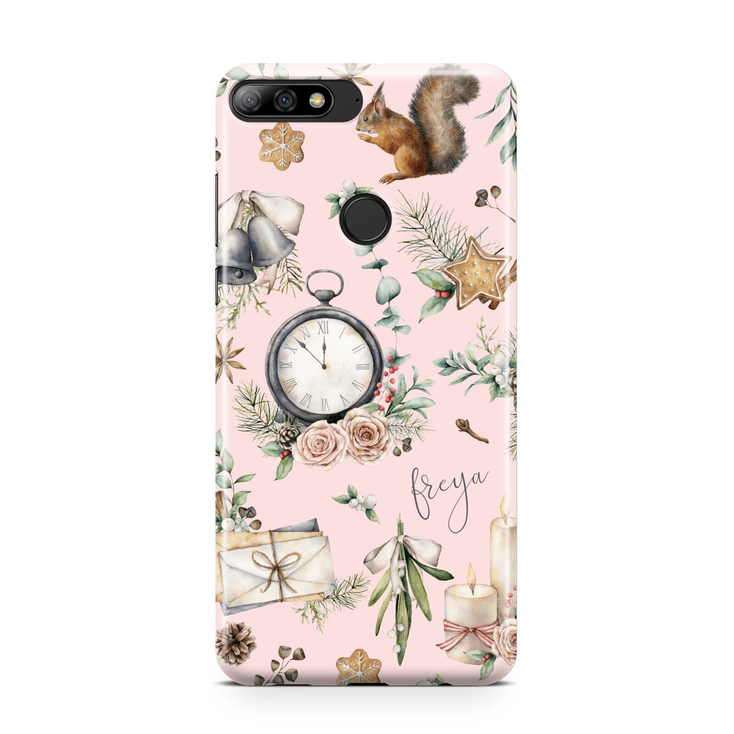 Personalised Pink Christmas Theme Huawei Y7 2018