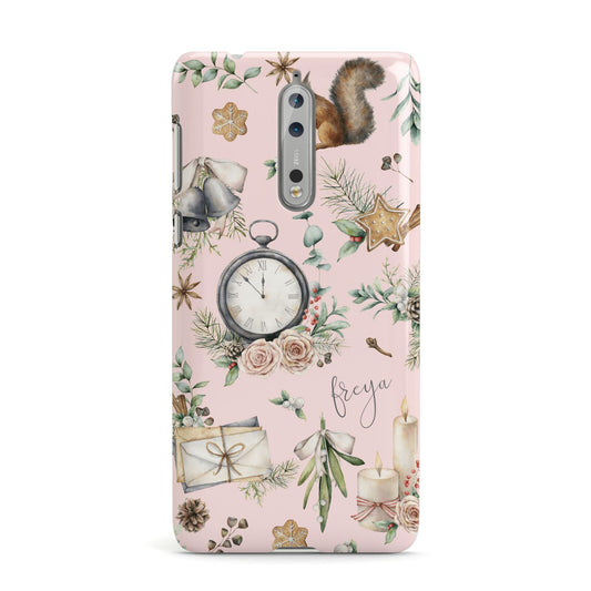 Personalised Pink Christmas Theme Nokia Case