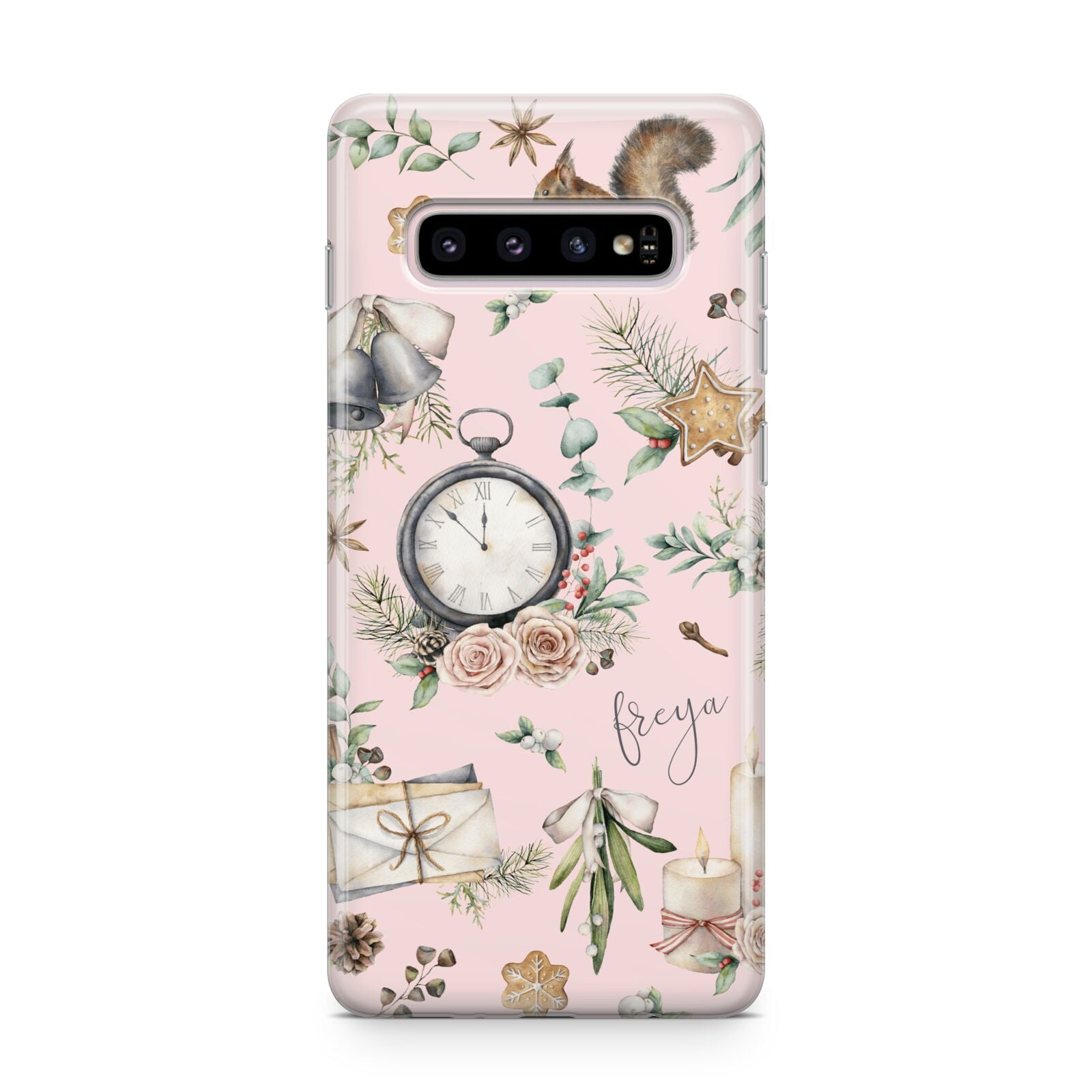 Personalised Pink Christmas Theme Samsung Galaxy S10 Plus Case