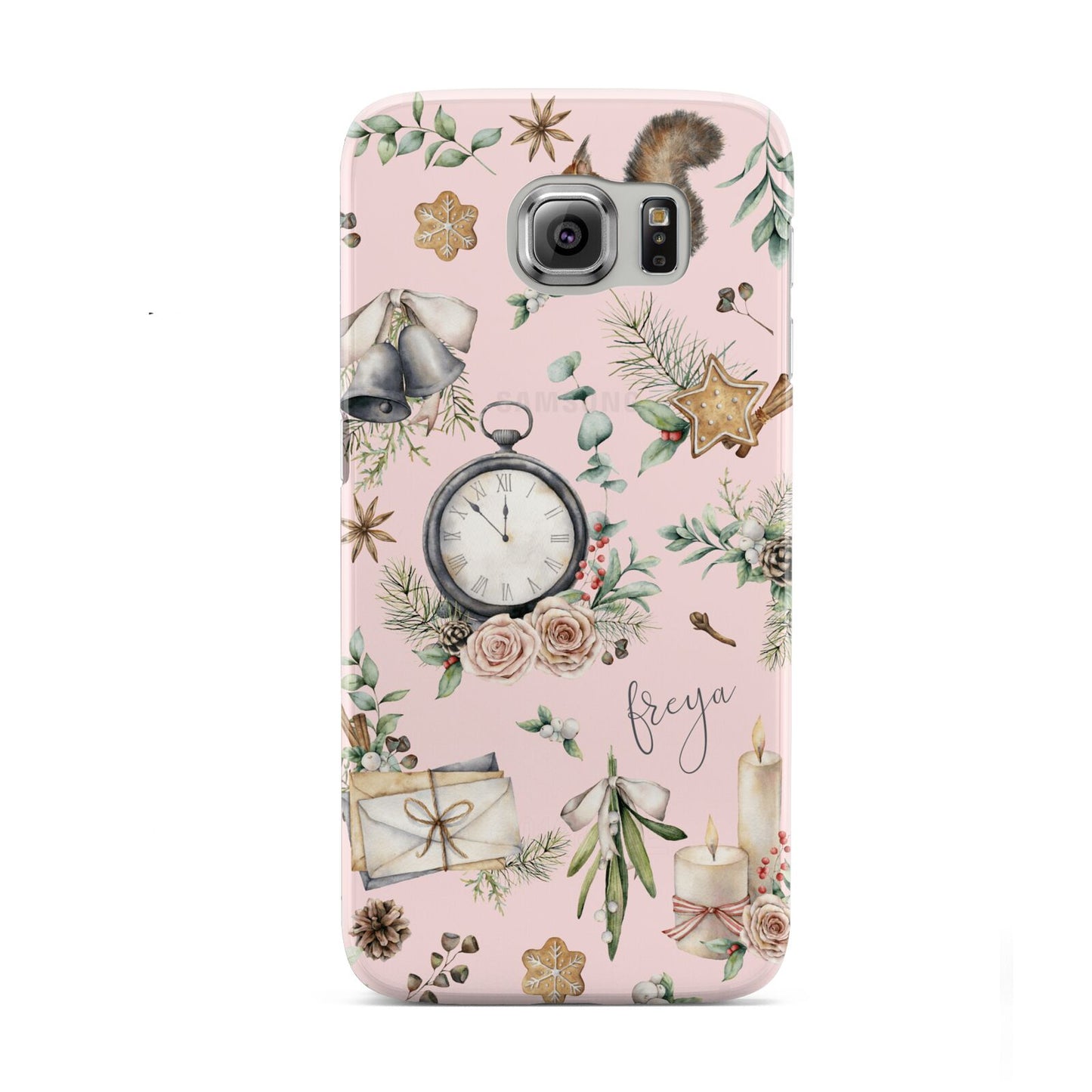 Personalised Pink Christmas Theme Samsung Galaxy S6 Case