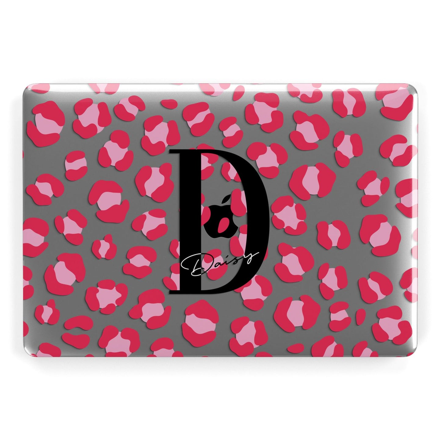 Personalised Pink Clear Leopard Print Apple MacBook Case