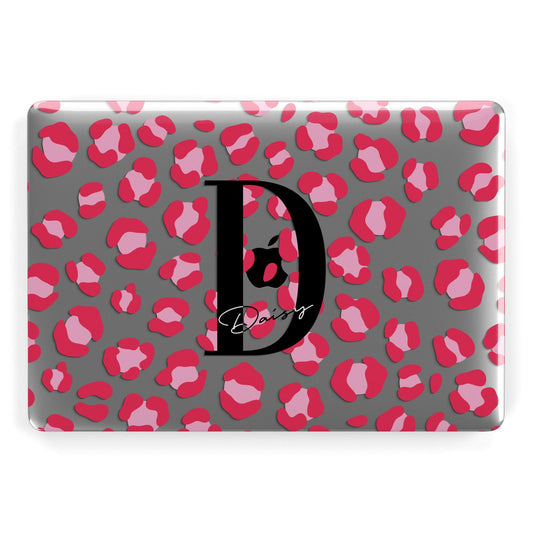 Personalised Pink Clear Leopard Print Apple MacBook Case