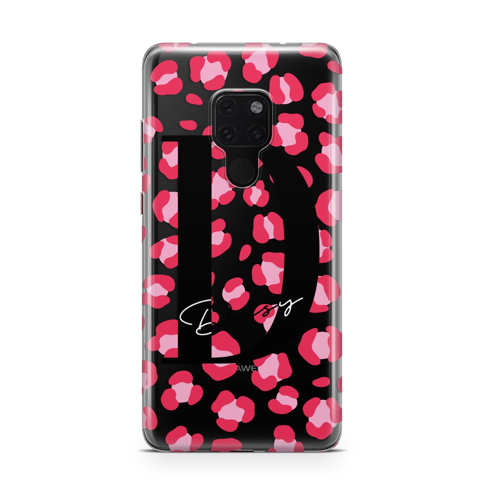 Personalised Pink Clear Leopard Print Huawei Mate 20 Phone Case