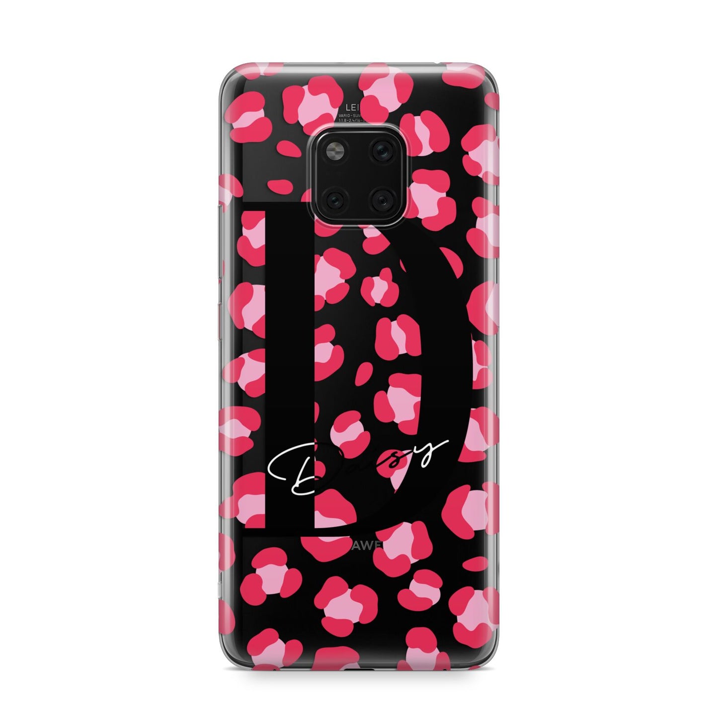 Personalised Pink Clear Leopard Print Huawei Mate 20 Pro Phone Case