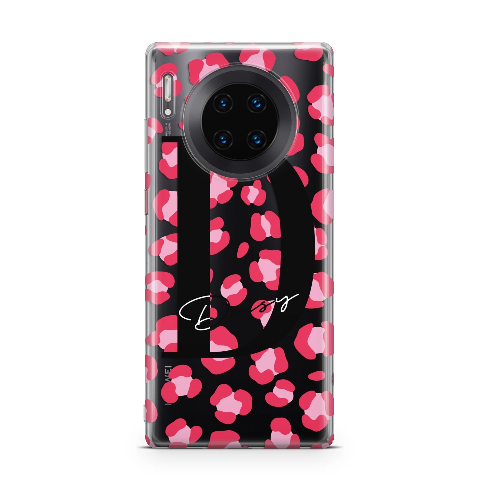 Personalised Pink Clear Leopard Print Huawei Mate 30 Pro Phone Case