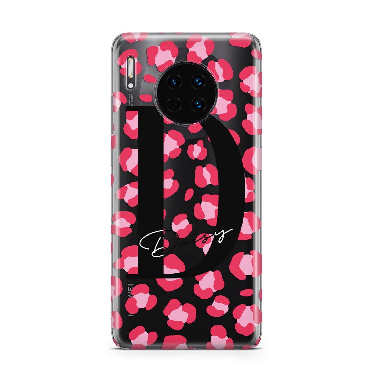 Personalised Pink Clear Leopard Print Huawei Mate 30