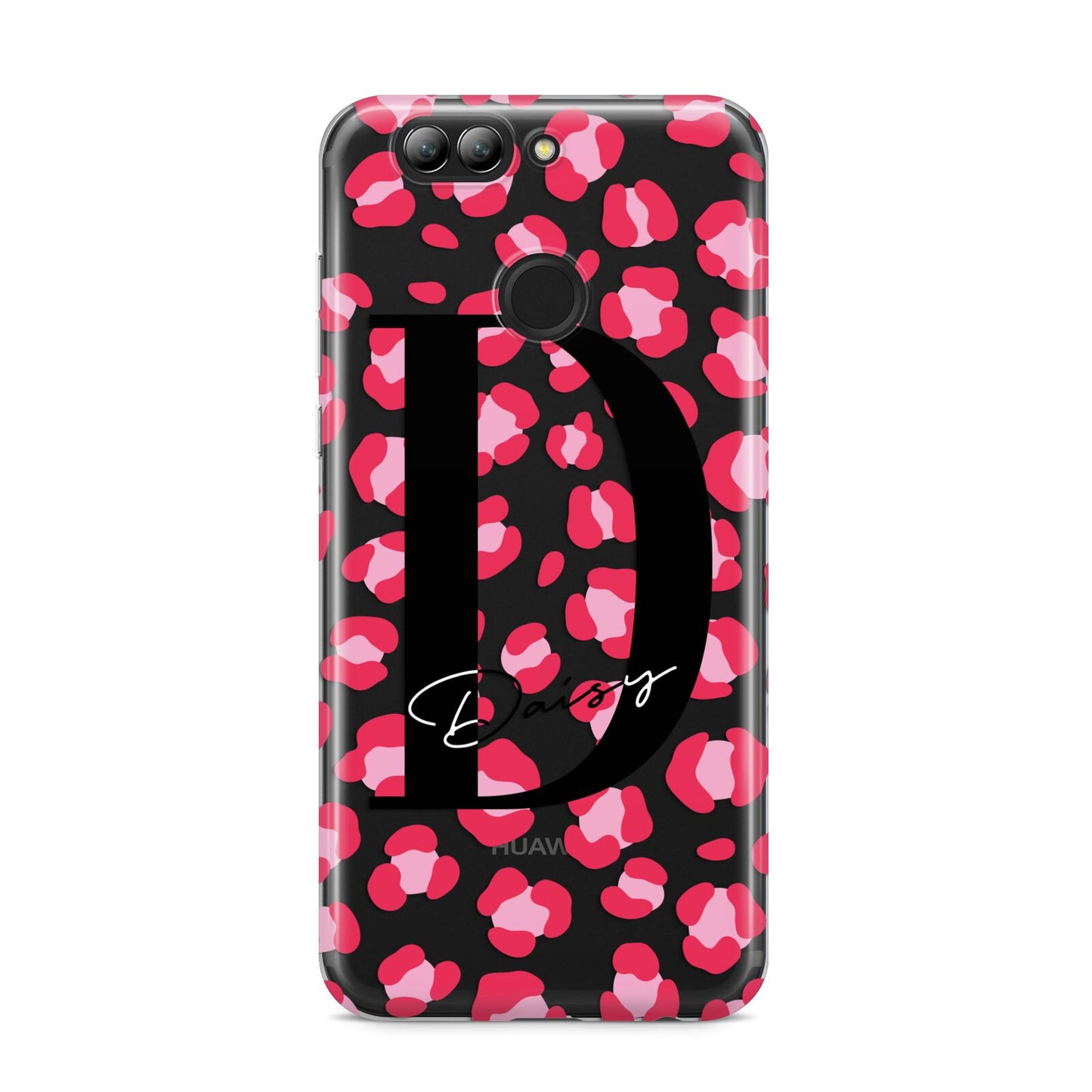 Personalised Pink Clear Leopard Print Huawei Nova 2s Phone Case