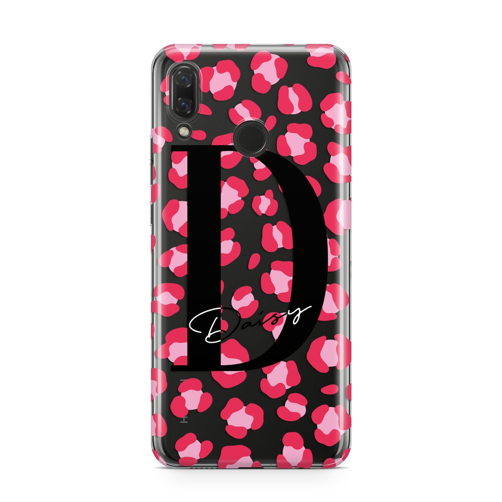 Personalised Pink Clear Leopard Print Huawei Nova 3 Phone Case