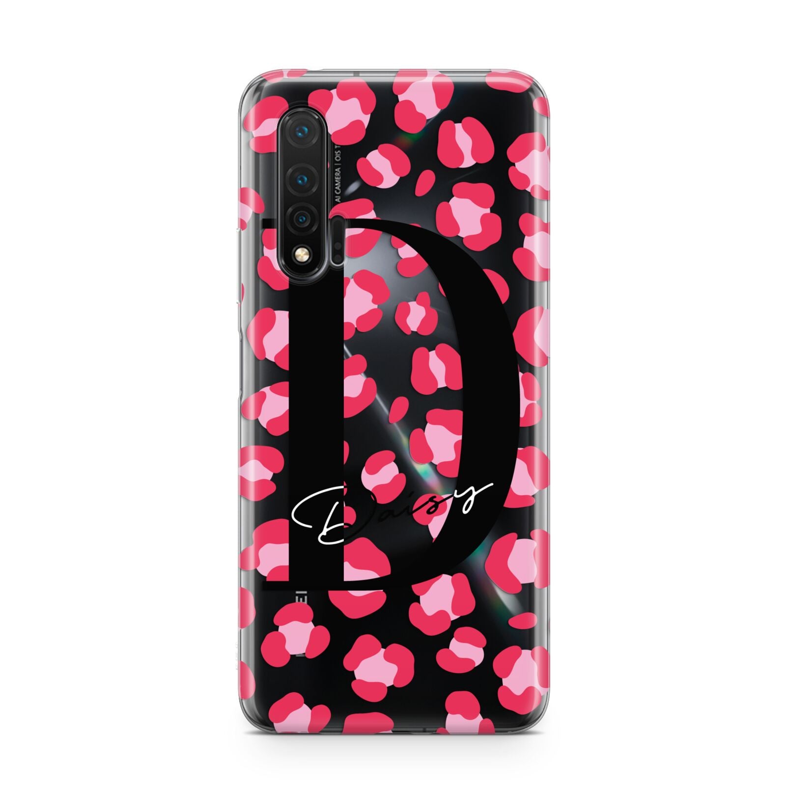 Personalised Pink Clear Leopard Print Huawei Nova 6 Phone Case