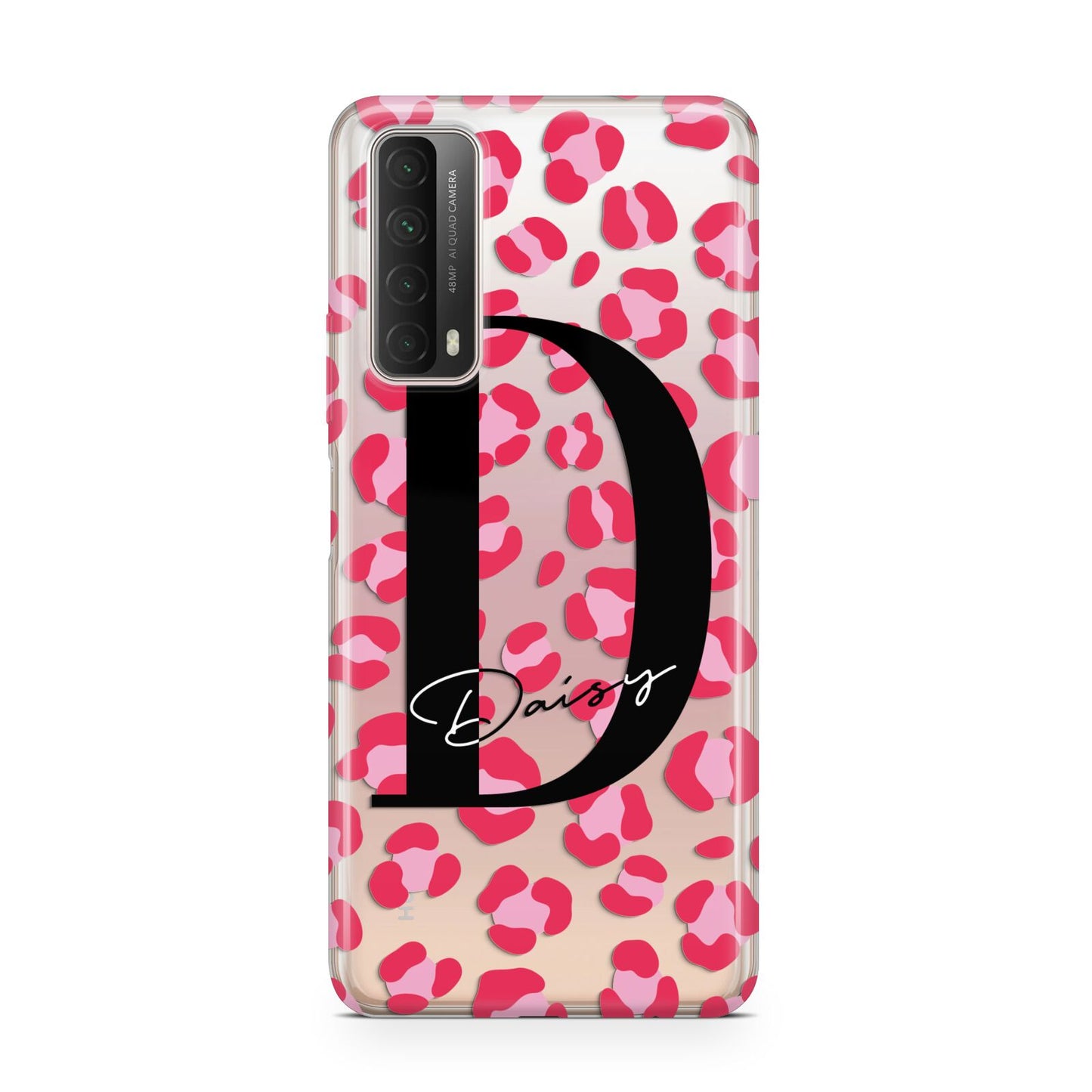 Personalised Pink Clear Leopard Print Huawei P Smart 2021