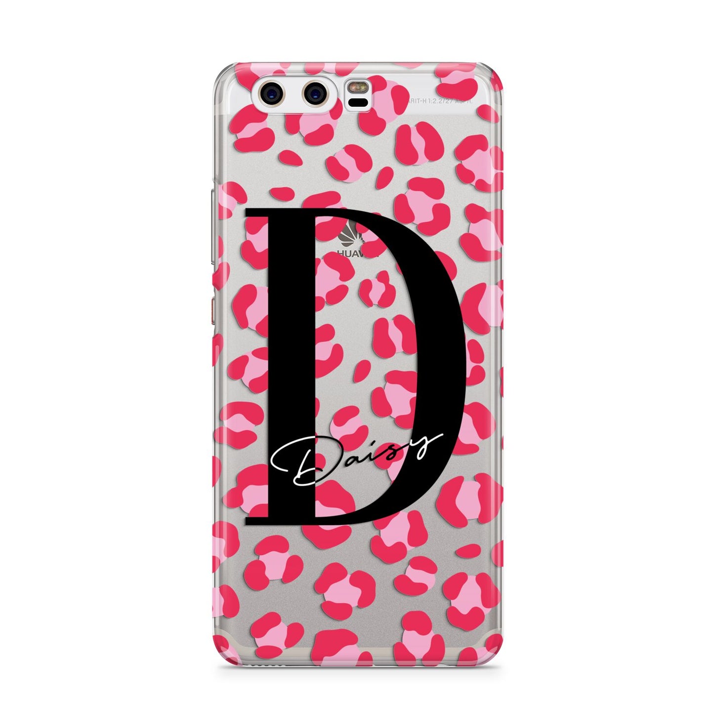 Personalised Pink Clear Leopard Print Huawei P10 Phone Case