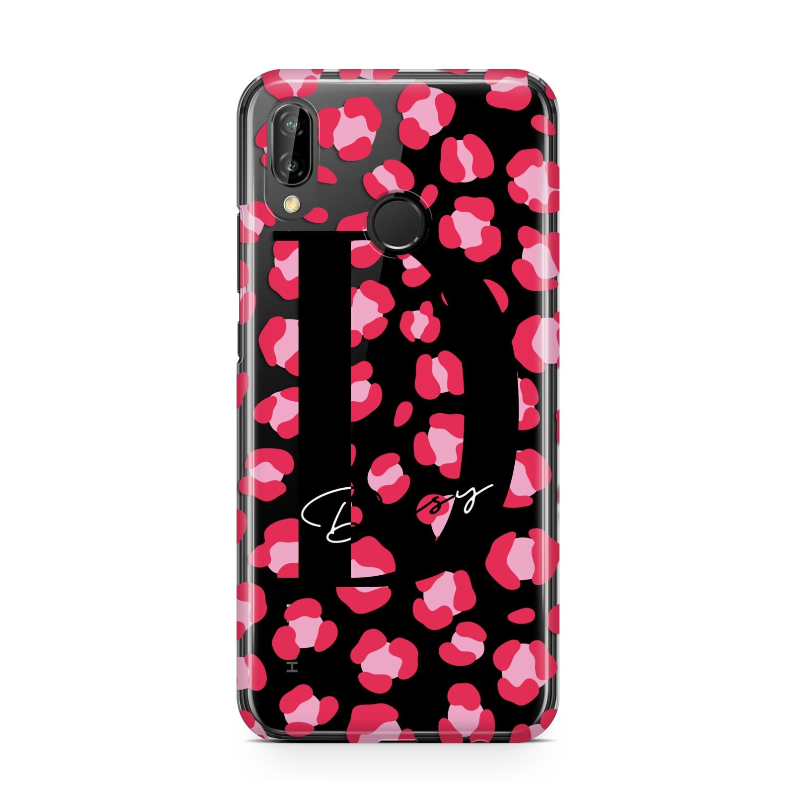 Personalised Pink Clear Leopard Print Huawei P20 Lite Phone Case