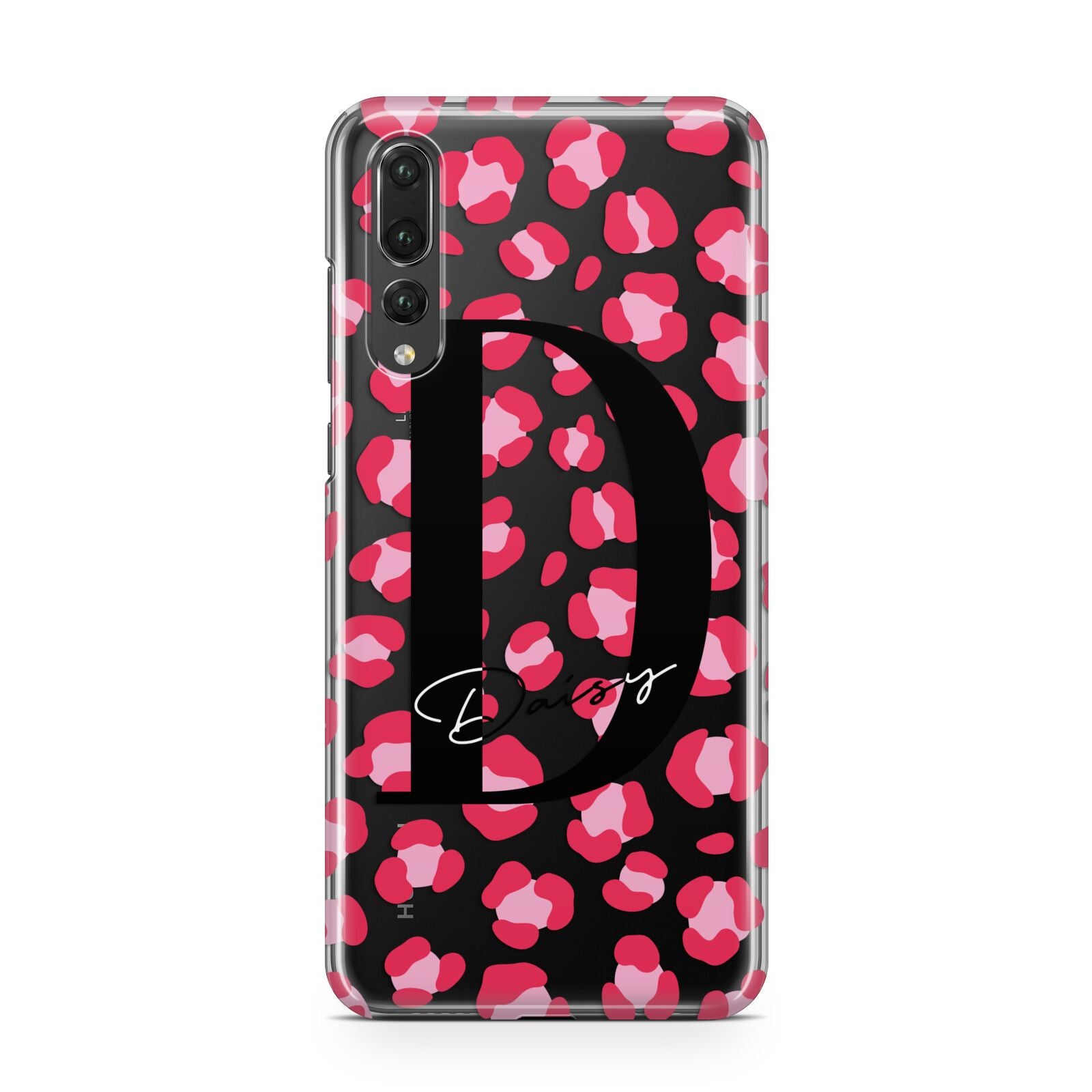 Personalised Pink Clear Leopard Print Huawei P20 Pro Phone Case