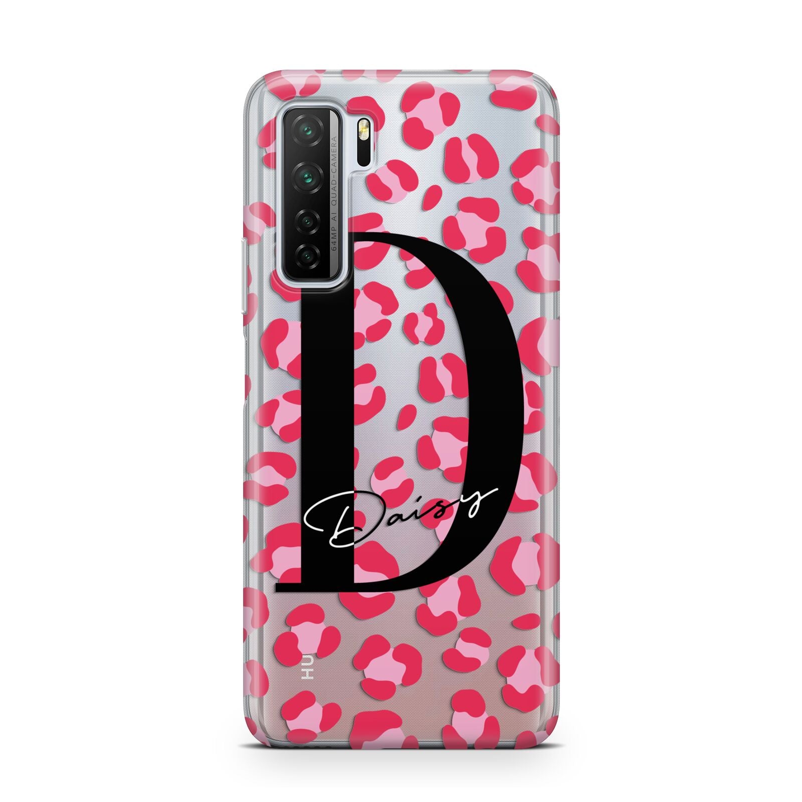 Personalised Pink Clear Leopard Print Huawei P40 Lite 5G Phone Case