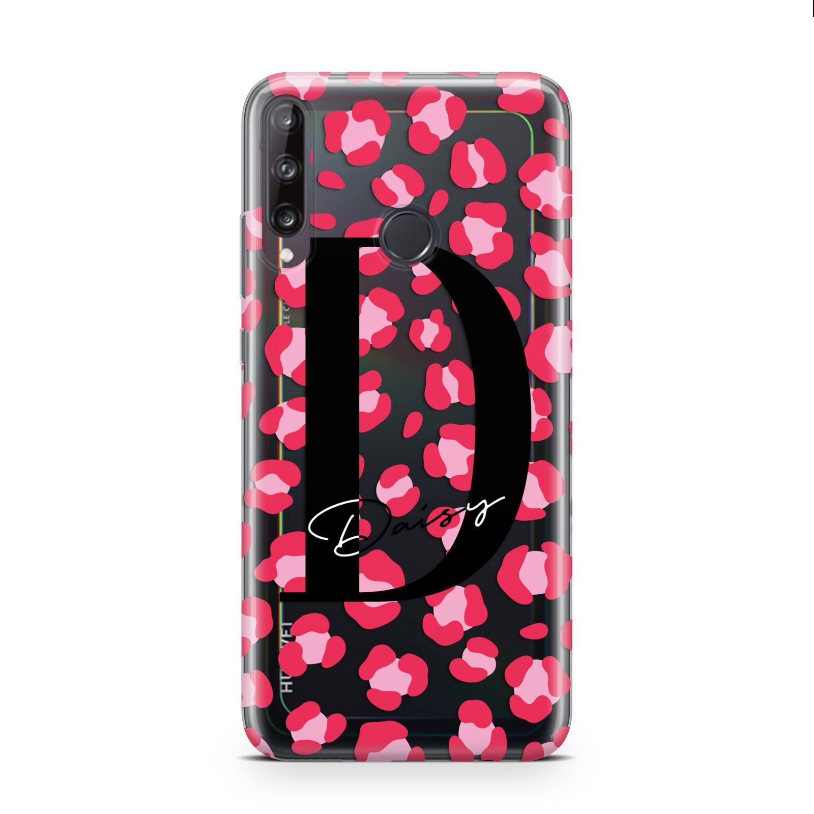 Personalised Pink Clear Leopard Print Huawei P40 Lite E Phone Case